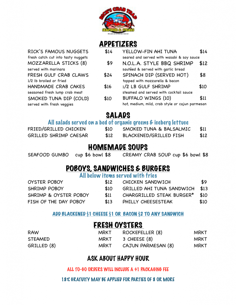 Rick's Crab Trap THE home for seafood in Fort Walton Beach